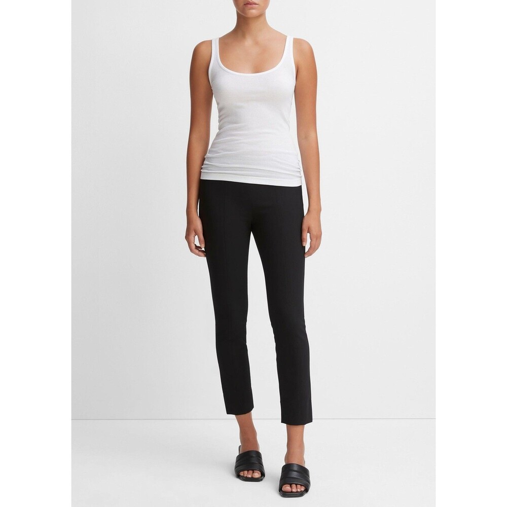 Vince Bobbi High-Rise Front Stitch-Seam Ponte Knit Ankle Pants Black Size Large